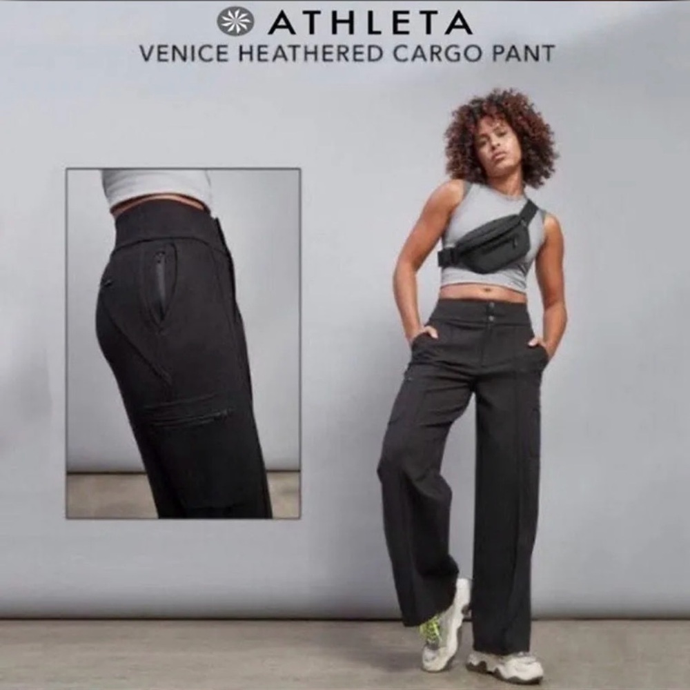 Athleta Venice Heathered Cargo Pant Size 4 Charcoal Black